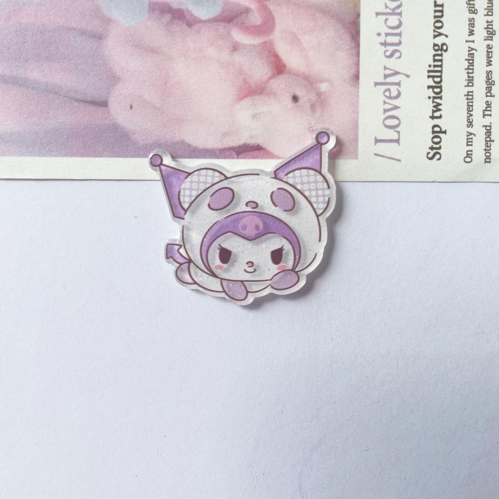 10 Pcs New Acrylic Kawaii Cute Cartoon Characters Bowknot Series Clip Book  Diy Jewelry Party Gift Hairpin Accessories A89