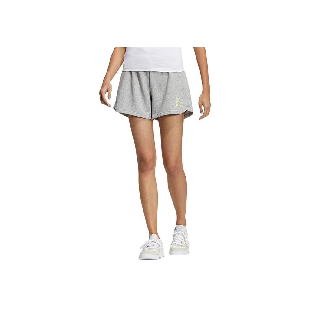 Adidas Neo Solid Color Letter Pattern Mid Waist Loose Casual Shorts Women Shorts Medium-Gray HE4545