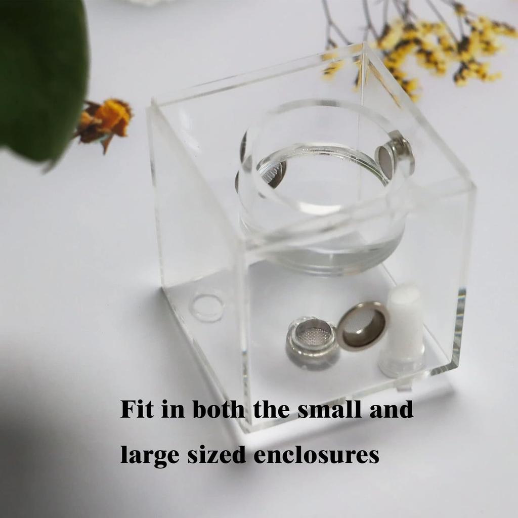 2Pcs Jumping Spider Feeding Dish, Magnetic Tiny Food Dishes Water Dish for Jumping Spider, Tarantula and Other Small Pets,Transparent