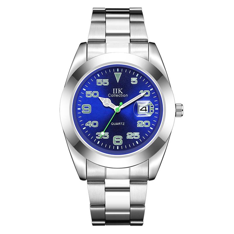 IIK Aperture Business Herren-Digitaluhr mit blauem Zifferblatt, Quarz, wasserdicht, Kalender, Stahlband