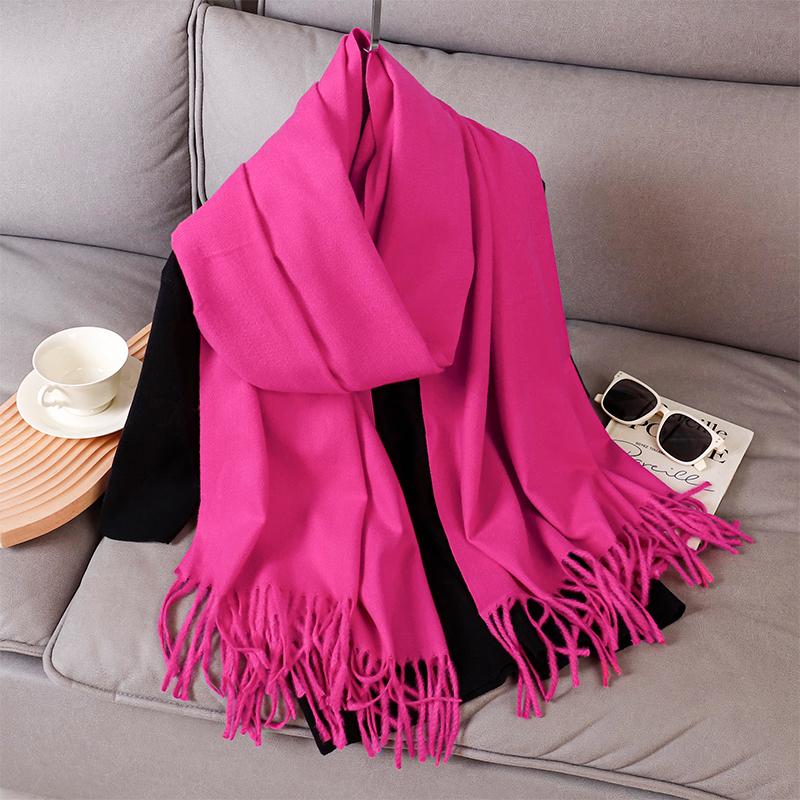 Fashion Luxury Solid Women Winter Scarf Warm Thicken Cashmere Shawl Outdoor Tassels Pashmina Lady Wrap Windproof Scarves