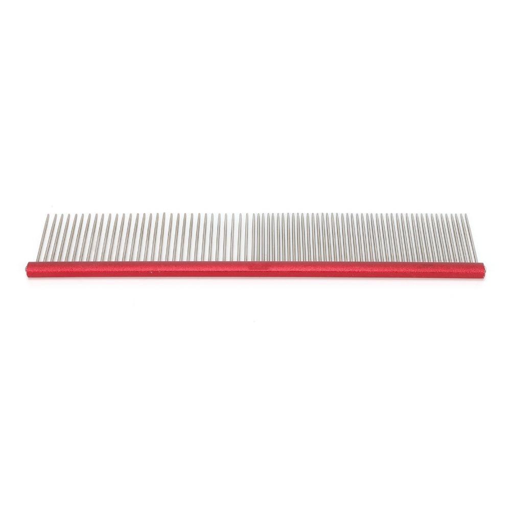 Non Slip Handle Dog Grooming Comb Metal Dual Teeth Comb Pet Straight Comb  Dog Cat Grooming