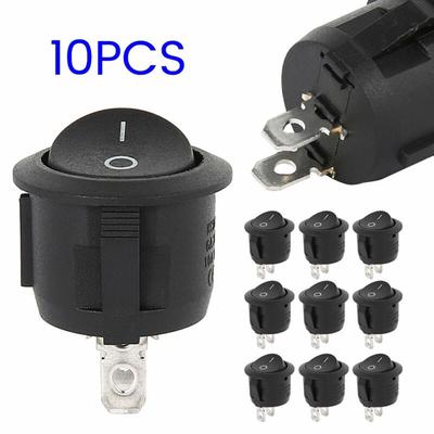 10PCS Round Button Plastic Rocker Switch ON/OFF Boat Car Auto Toggle 12V BlackBusiness & Industrie, Elektronik & Messtechnik, Stecker, Schalter & Kabel!