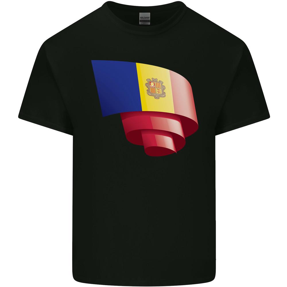 Curled Andorra Flag Andorran Day Football Mens Light Cotton T-Shirt Unisex T-Shirt M