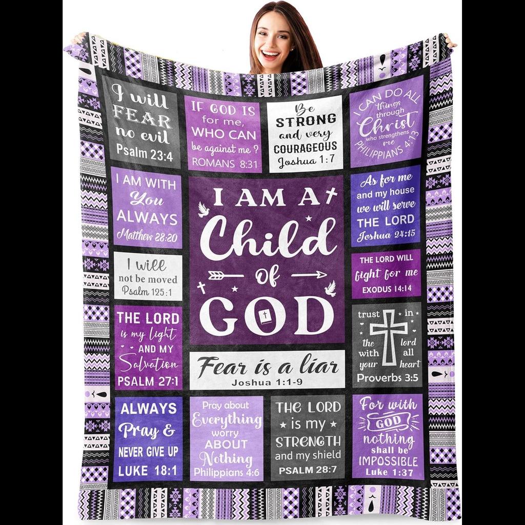 I Am a Child of God Throw Blanket x Religious Gifts for Women Girls Christian Catholic Confirmation Baptism Birthday Home Textil