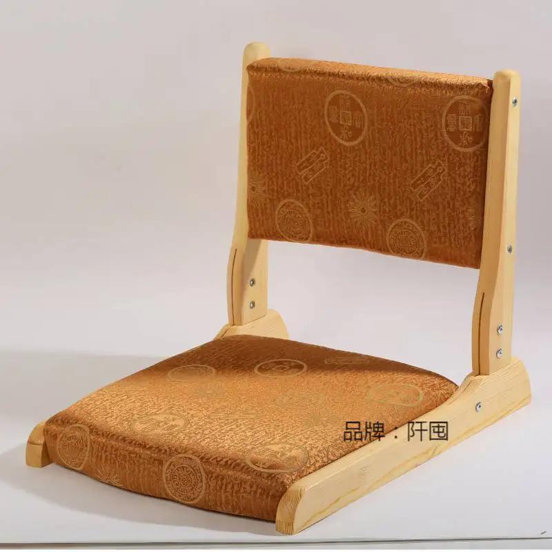 Fotel Leniwa Sofa Tatami Siedzenie Japońskie Krzesła Składane Skóra PU Z Drewnianym Salonem Fotel Do Sypialni Fotel Domowy Meble