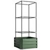 Outdoor Planter with Trellis, Open Bottom, Climbing Plants, 61 x 61 x 140 cm, Green