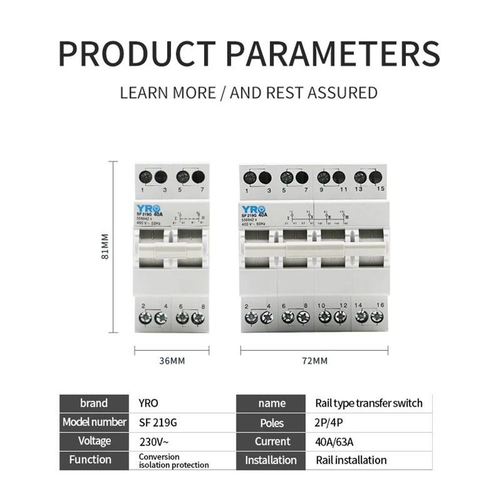 Transfer Switch 2P 8KA AC400 Dual Power Manual Tool