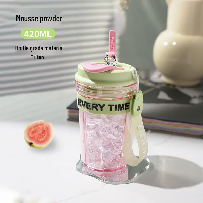 GOOM Color-Blocked Stainless Steel Coffee Tumbler with Straw (Random Color Shipping)