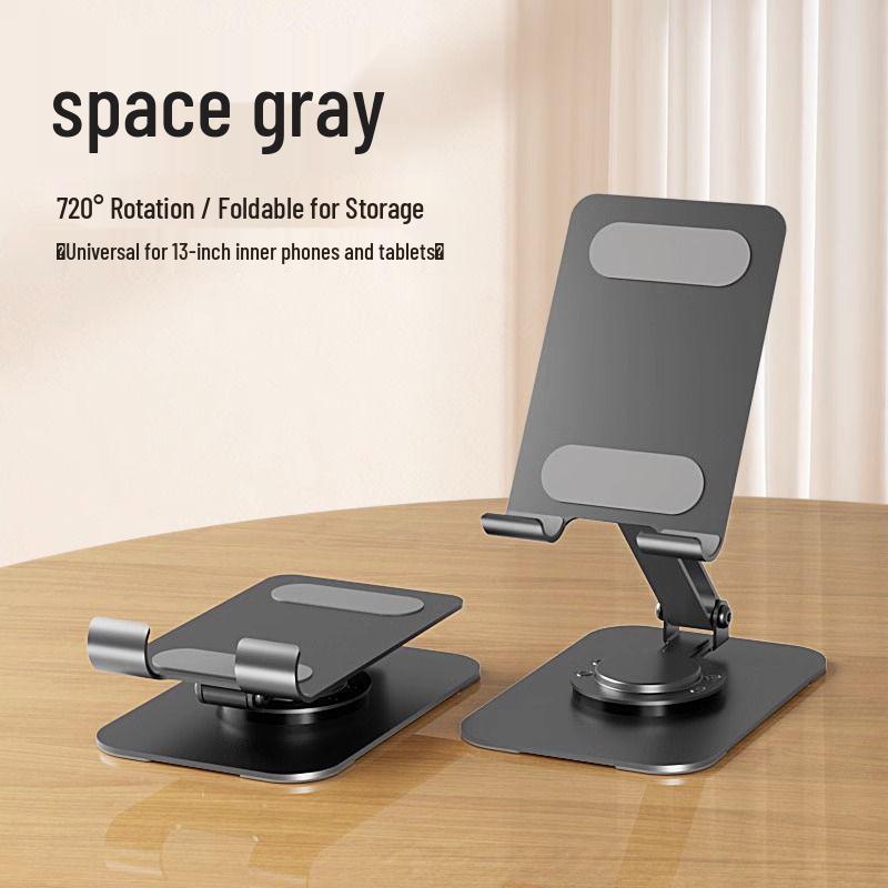 All-Metal Rotating & Folding Phone and Tablet Desktop Stand for Live Streaming and Viewing