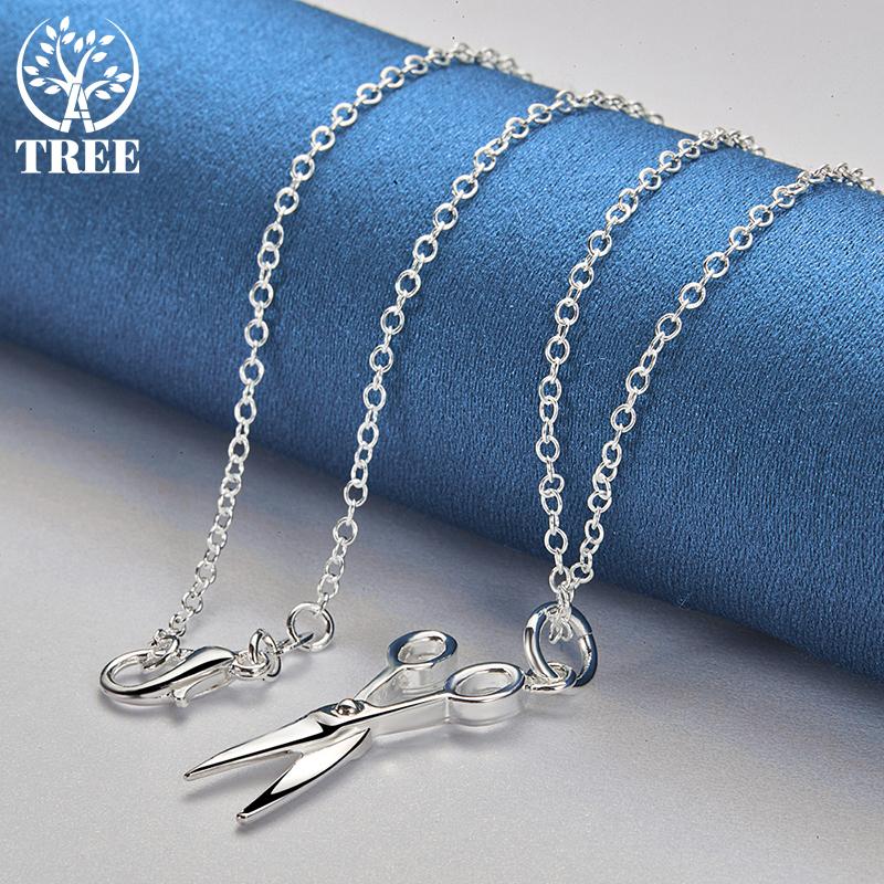 925 Sterling Silver 18 Inch Chain Scissors Pendant Necklace Jewelry