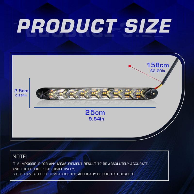 2pcs 9LED Car Daytime Running Light 12V HID DRL Driving Turn Signal Fog Light 6000K White Amber Sequential Light Bar