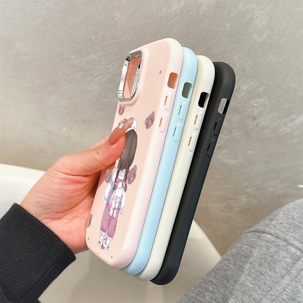 For Vivo V23 V25 V27 V29 V30 Y27S Y28 Y33S Y36 Infinix Hot30I Hot40 Tecno Spark20 Cartoon Black Cat Silver Edge Soft Liquid Silicone Protective Casing