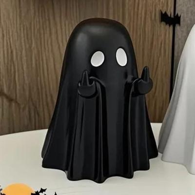 Halloweenská figurka ducha Roztomilá malá soška ducha na prst Strašidelná pryskyřičná stolní ozdoba pro vnitřní výzdobu domova a kanceláře