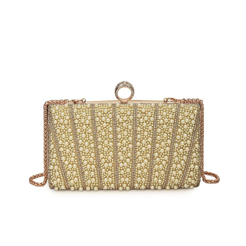 Women Pearl Banquet Bag Ladies Dress Embroidery Rhinestone Handbags Fashion Carry On Shoulder Bags Wedding Evening Clutch