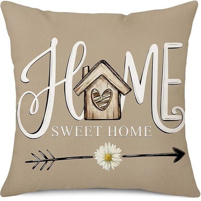 Easter Decoration Spring Sunflower Linen Throw Pillow Cover Car Sofa Lumbar Pillow Cushion