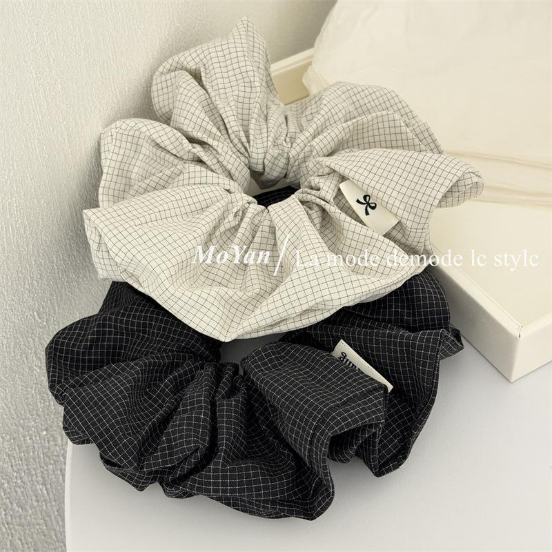 Simple and Fashionable Commuting Checkered Fabric Hairband with High-end Vintage Checkered Hair Tie for Elegant Updo