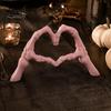 Dark Romantic Bedroom Decor Skeleton Hand Heart Gesture Resin Figurine, Halloween Figurine for Desk, Gothic Love Symbol Ornament Shelf Tabletop
