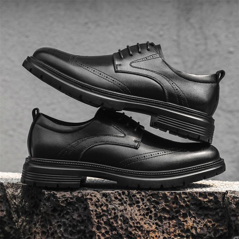 Casual Leather Mens Brogue Shoes Lace Up Men Oxfords Shoes British Style Outdoor Business Footwear Leisure Walk Sneakers