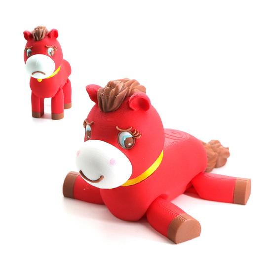 Cartoon Red Horse Figurine 2026 Year of The Horse Mascot Ornament 3D Printed Horse Fidget Toy Chinese New Year Decoration