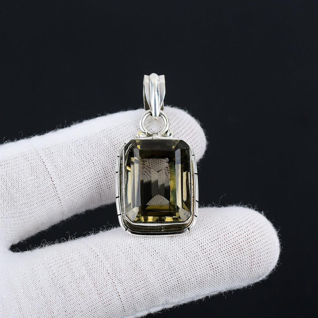 Smoky Topaz Handcrafted 925 Sterling SIlver Pendant Small Pendant Smoky Topaz Gemstone Silver Pendant For Gifts
