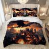 3pcs Spitfire Dragon Castle 3D Printed Bedding Set Comfortable Duvet Cover King Queen Twin Size Birthday Gift Bedroom Decoration