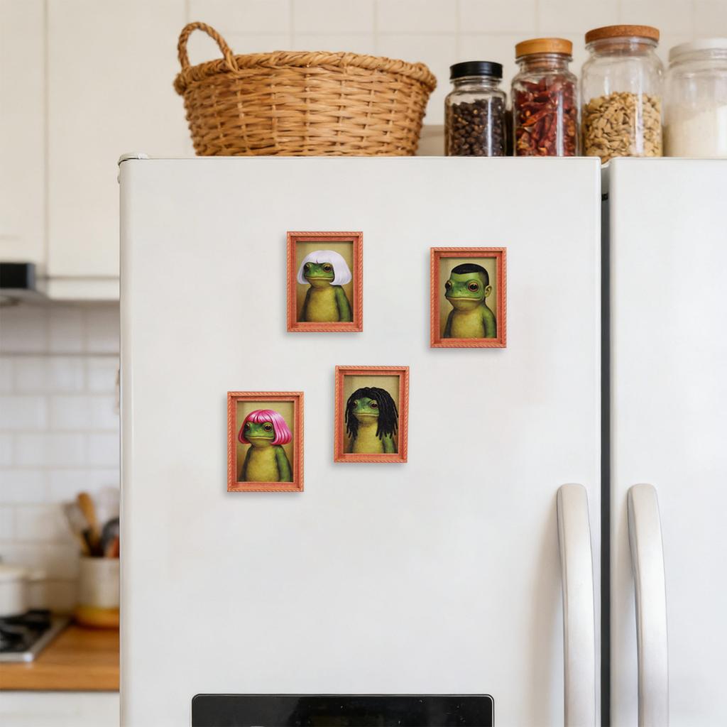Lustiger Kühlschrankmagnet, Niedlicher Retro-Kunstmagnet mit Rahmen, Lustige Retro-Kunst Holzmagnetrahmen mit starkem Halt, Skurriler Kühlschrankmagnet für Kühlschrank