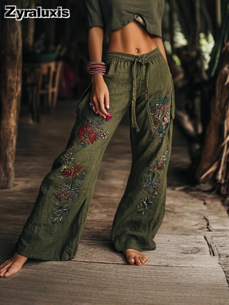 Fashion New Printed Wide Leg Pants with Belt Loop