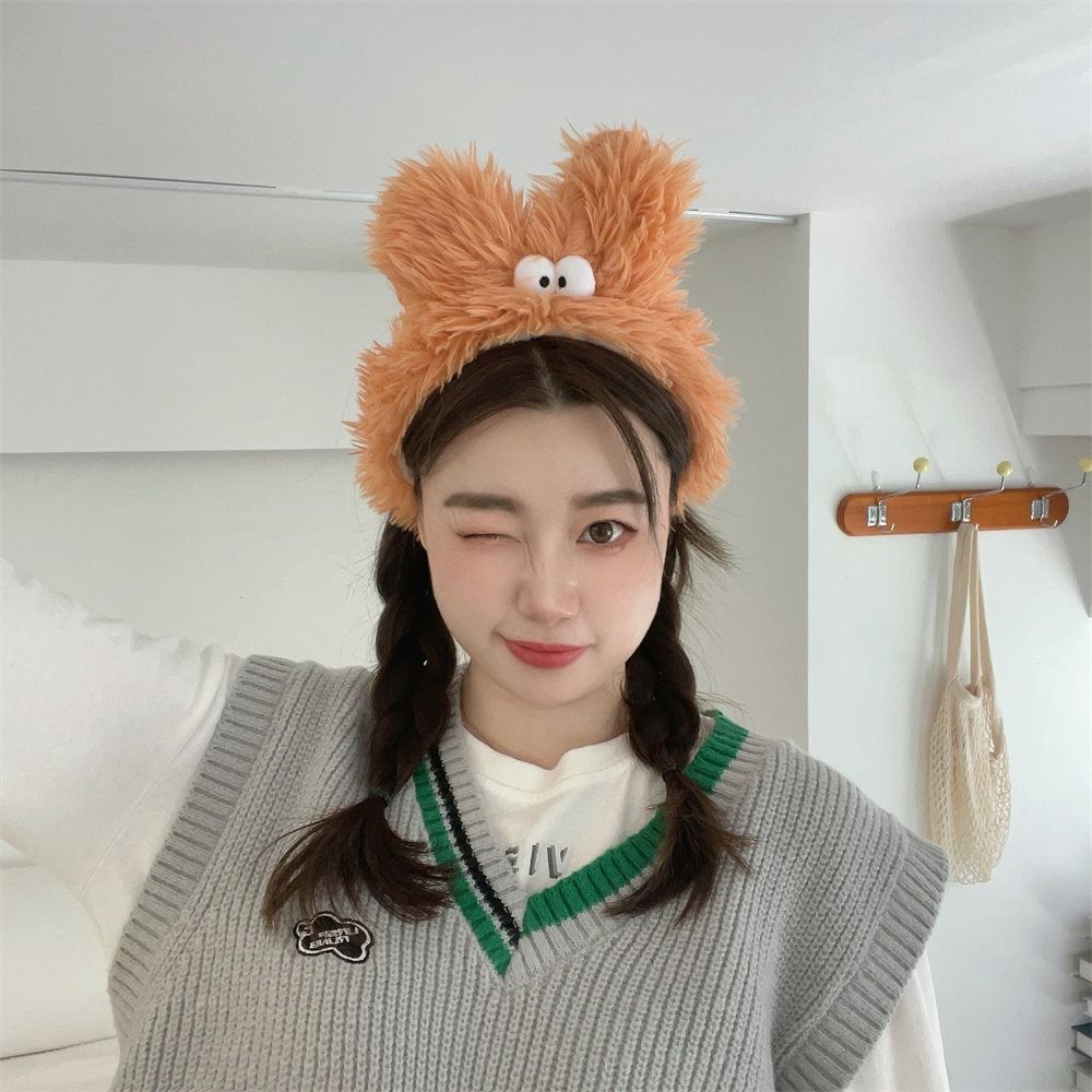 Korean Style Plush Headband Ugly Doll Cartoon Hair Bands Fashion Rabbit Ear Hair Hoop  Female/Girls