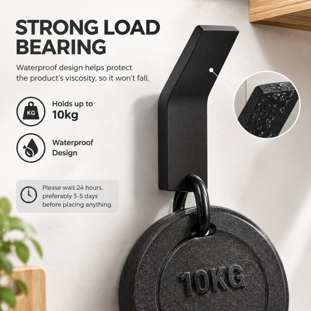 6 Pcs Drill-Free Adhesive Towel Hooks Anti-Rust Towel Rack Hooks Durable Door Hooks