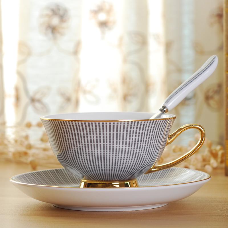 Zlacená evropská kostní porcelánová kávová a čajová sada s podšálkem