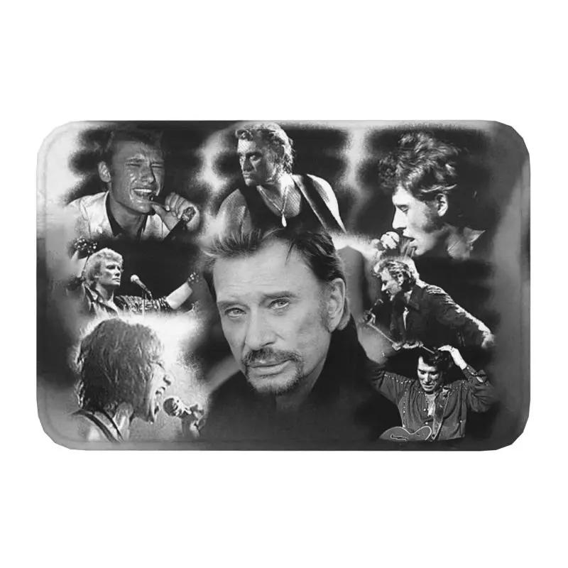 Rock Johnny Hallyday Door Floor Bath Kitchen Mat Anti-Slip French Singer Music Doormat Living Room Entrance Rug Carpet Footpad
