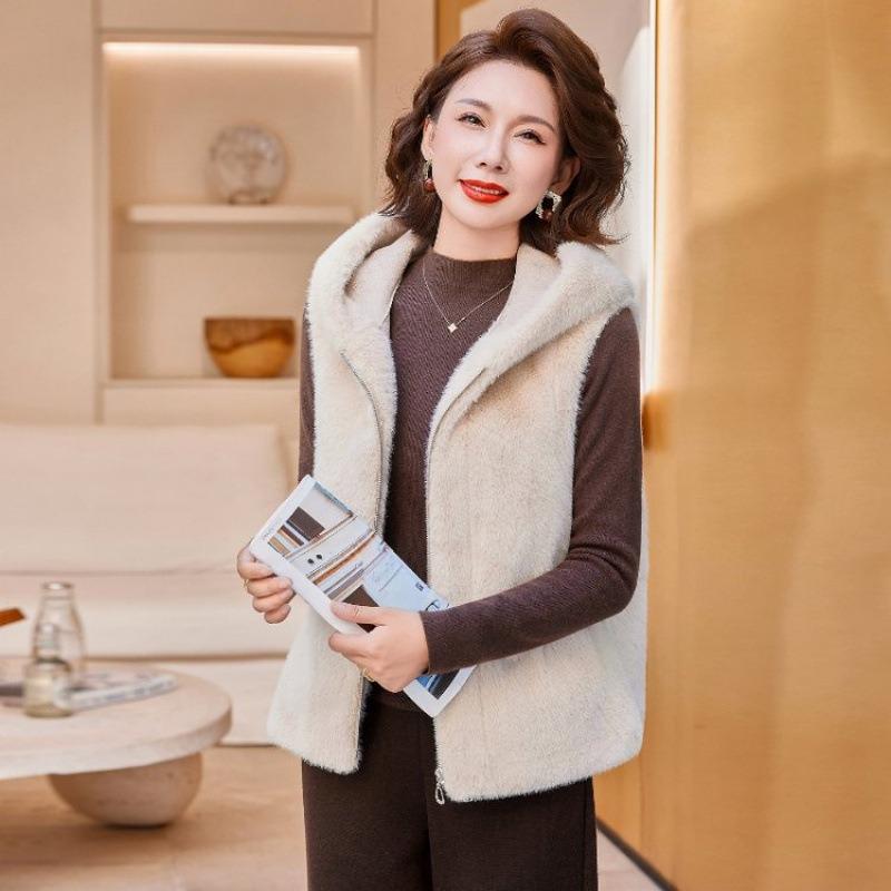 Осень и зима новая модная жилетка мягкая и удобная норковая жилетка с капюшоном теплая жилетка топ M recommends 90-55 kg