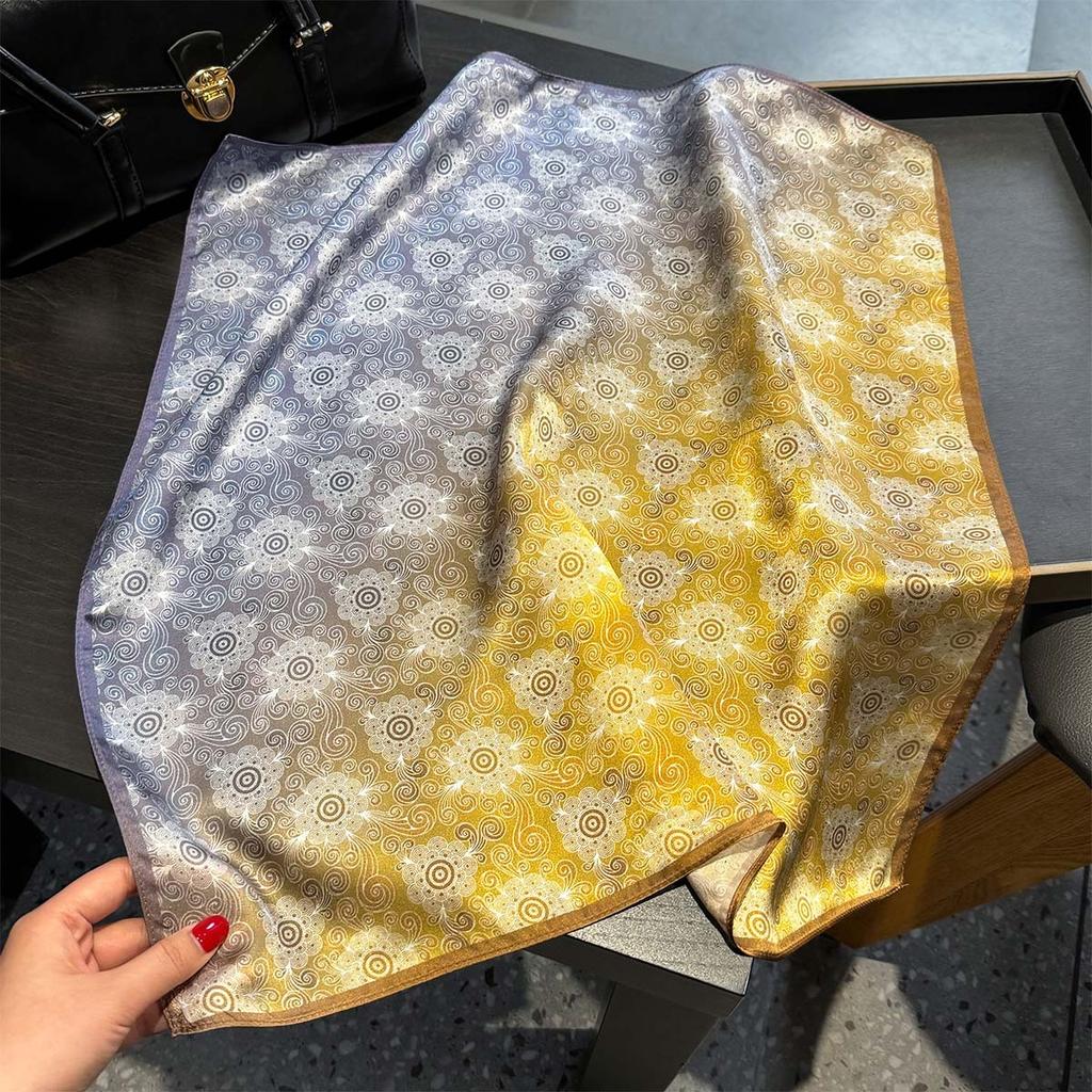 New 53cm Print Neckerchief Female 100% Silk Square Scarf Women Neck Tie Soft Lady Foulard Headband Hijab Decorate Headscarf