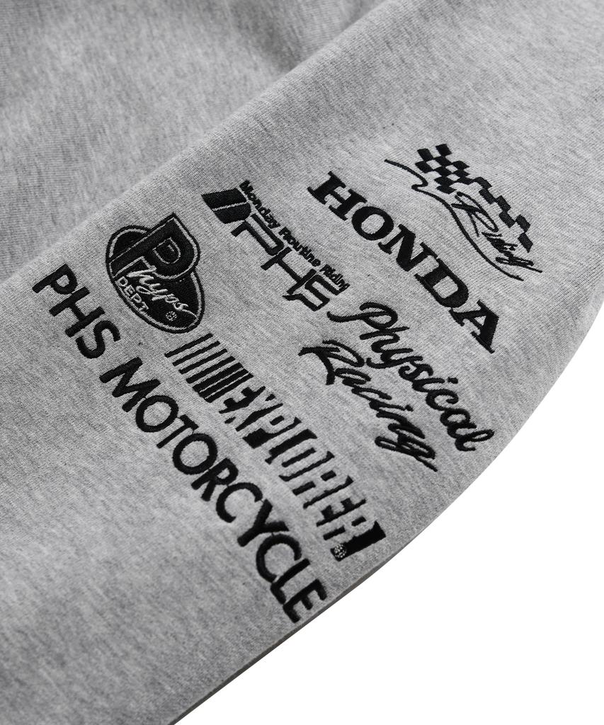Phyps Motorcycle Honda Racing Hoodie Cap Zip-Up_Gray