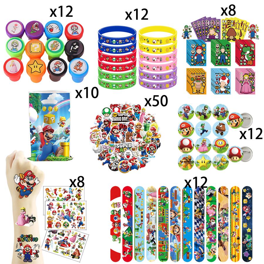 Brother Mario Party Favors Gifts Stamps Slap Bracelet Stickers Christmas Stocking Fillers Birthday Souvenirs Decoration Supplies