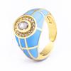 Nidin Charming Zircon Grid Stripe Oil Dripping Creative Retro Ring 7 Colors Open Adjustable Popular Jewelry Party Holiday Gift