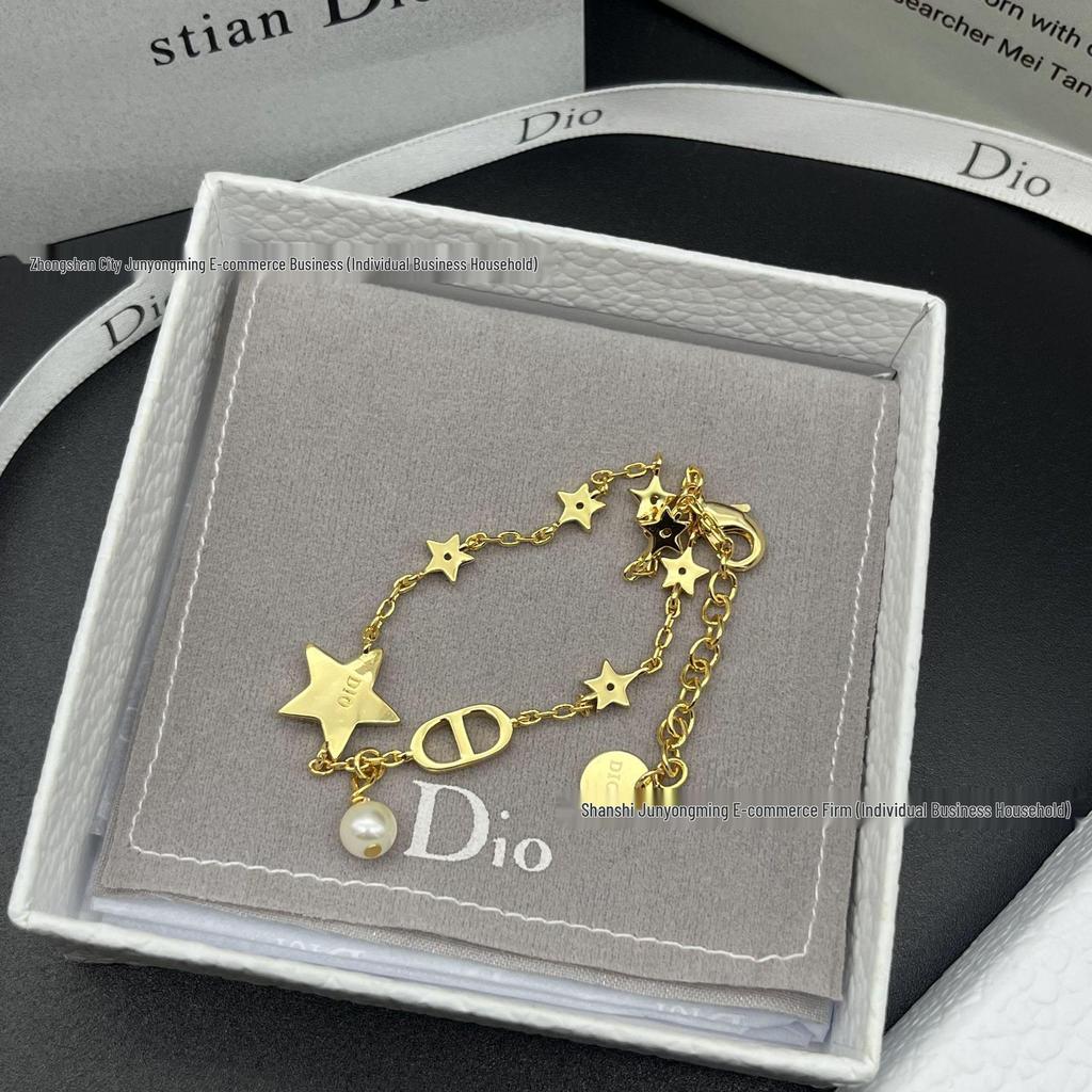 High-Quality Di Jia Letter Star Chain Tassel Pearl Bracelet - Women's Chic Fashion Jewelry