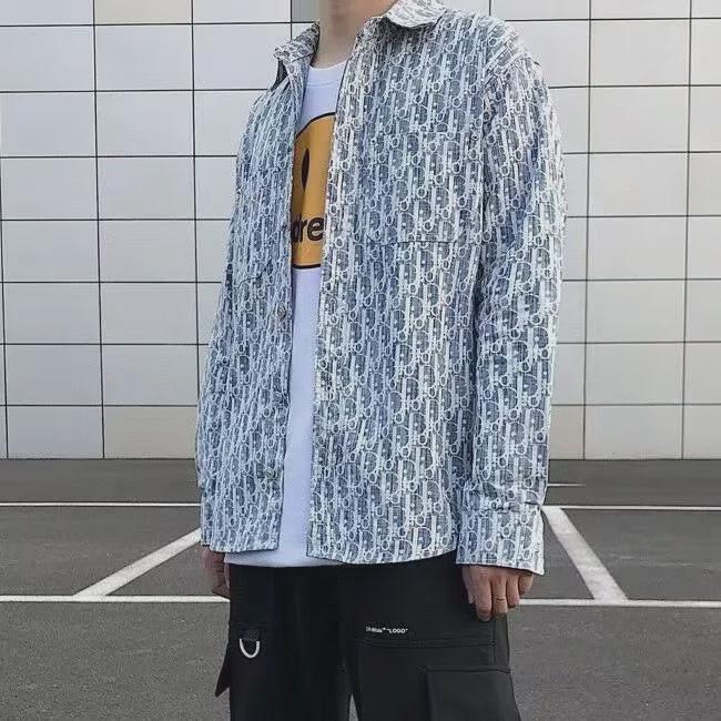 Men's Summer Geometric Print Long-Sleeve Casual Shirt - Trendy Korean Style