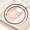 Vnox Minimalist Stainless Steel Black Waxed Cord Leather Necklaces  Adjustable Black Waxed Rope Long Necklace Party Jewelry Gift
