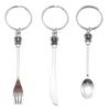 Western Food Crown Cutlery Keychain Set: Knife, Fork, Spoon Pendant for Backpack Ornaments