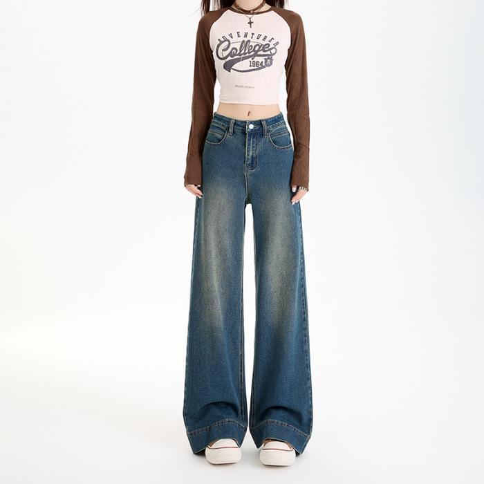 

Stretchy Light Blue Wide-Leg Bell Bottom Jeans - Comfortable and Flattering for All Heights L