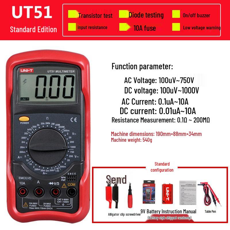 UNI-T UT51-56 High-Precision Multimeter: Multi-Function Electrician Repair Tool