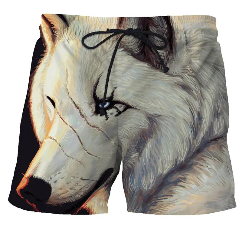 Quick Dry Bermuda Surf Swimming Shorts Animal Trunks Funny Wolf Men Summer Shorts Boxers Newest 3D Wolf Print Men Beach Shorts