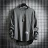 Men's Loose Fit Long Sleeve Gray T-Shirt Sweater - Korean Spring & Autumn Fashion