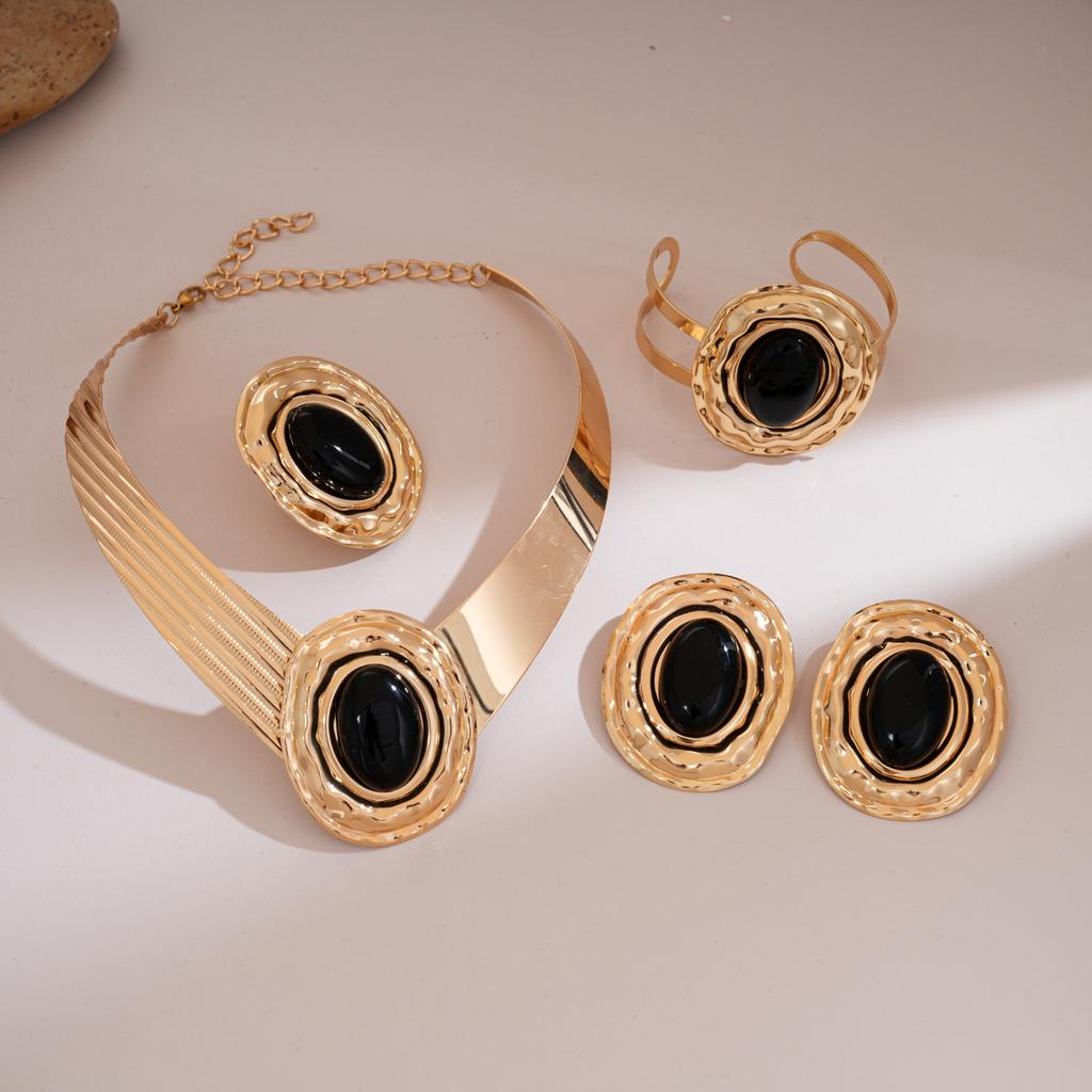 Acrylic Oval Diamond Ring Bracelet Earrings Necklace Accessories Women's Clavicle Chain Versatile Necklace