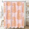 Kawaii Bear Pattern Shower Curtain For Bathroom Decor Home Decoration 3D Printing Waterproof Fabric Pink Color (One Size)