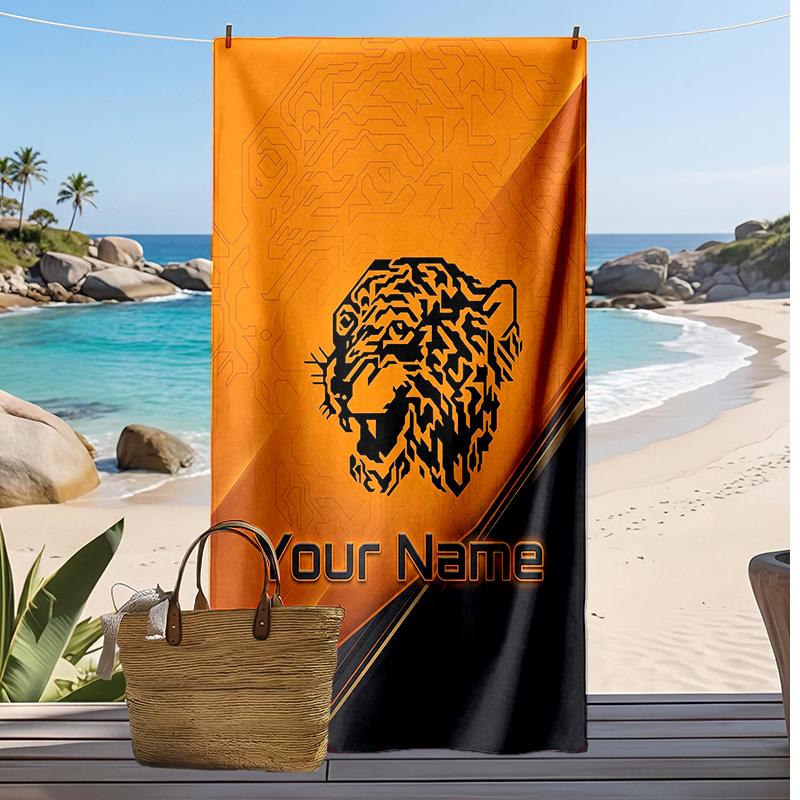 Hull FC Custom Beach Towel, Print Your Name Text Lightweight Absorbent Towel for Swimming Travel