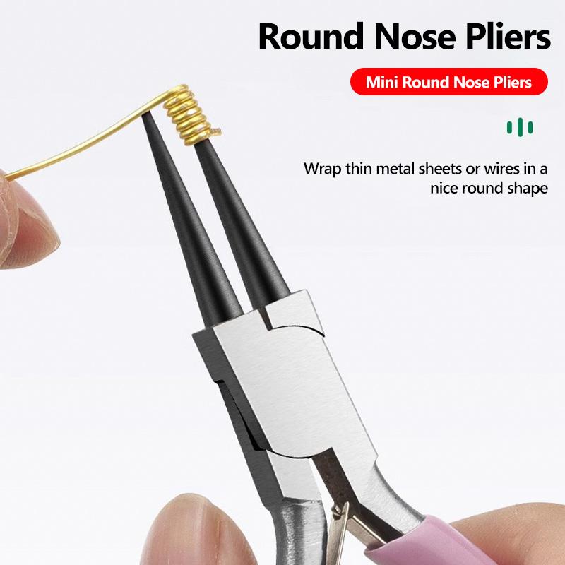 8 bucăți set de instrumente pentru clești pentru bijuterii, set de mini clești de 5 inch, clești cu vârf mic, set de clești pentru bijuterii roz