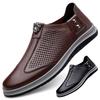Men's Shoes Hole Hole New Breathable Hand Scratch Business Casual Leather Shoes Soft Sole Soft Surface Board Shoes Driving Shoes Doudou Shoes